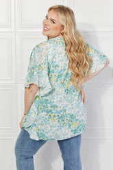 Kimono fleuri Justin Taylor Fields of Poppy en vert